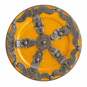 Assiette jaune décorative